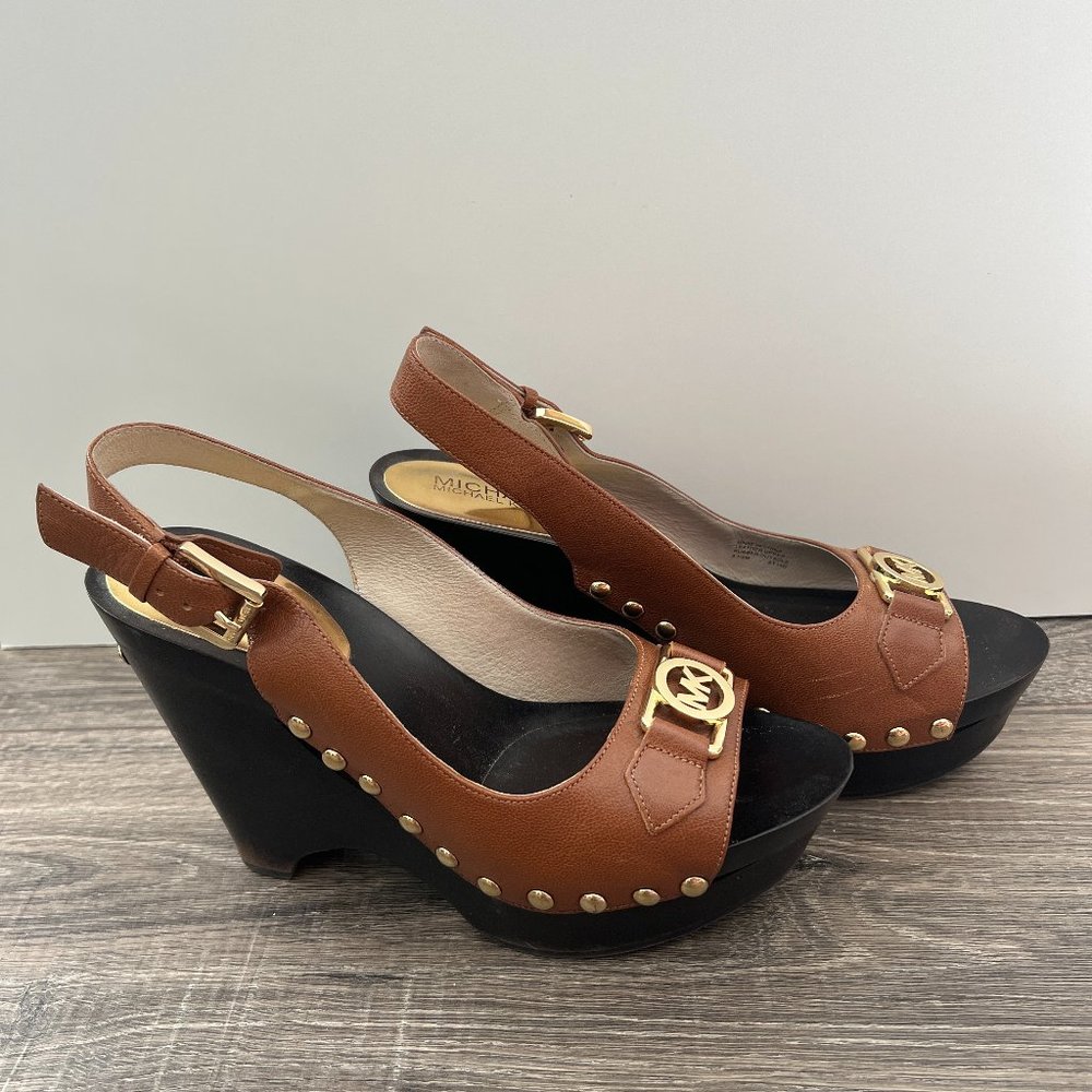 Michael Kors Brown Wedge Sandals. Size 8 1/2